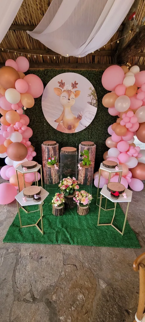 baby shower in Miami with pastel décor, balloon arch and sweets table — 4